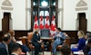 U.S. Chamber President and CEO Suzanne P. Clark meets with Canadian Prime Minister Justin Trudeau in his office.